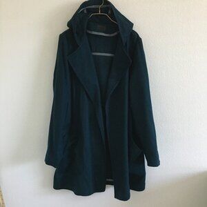 PIGALLE Hooded Wrap Coat 100% Wood Made in France Hunter Green Womens Size M